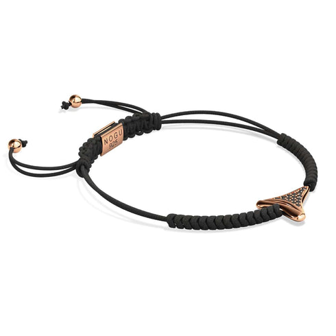 Schwarzes Makramee-Armband mit Haifischzahn von Lauren Howe | 925er Sterlingsilber, Roségold Vermeil | Schwarzer Kristall